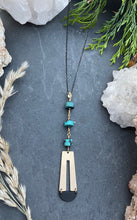 Load image into Gallery viewer, Black &amp; Gold Tones Turquoise Necklace
