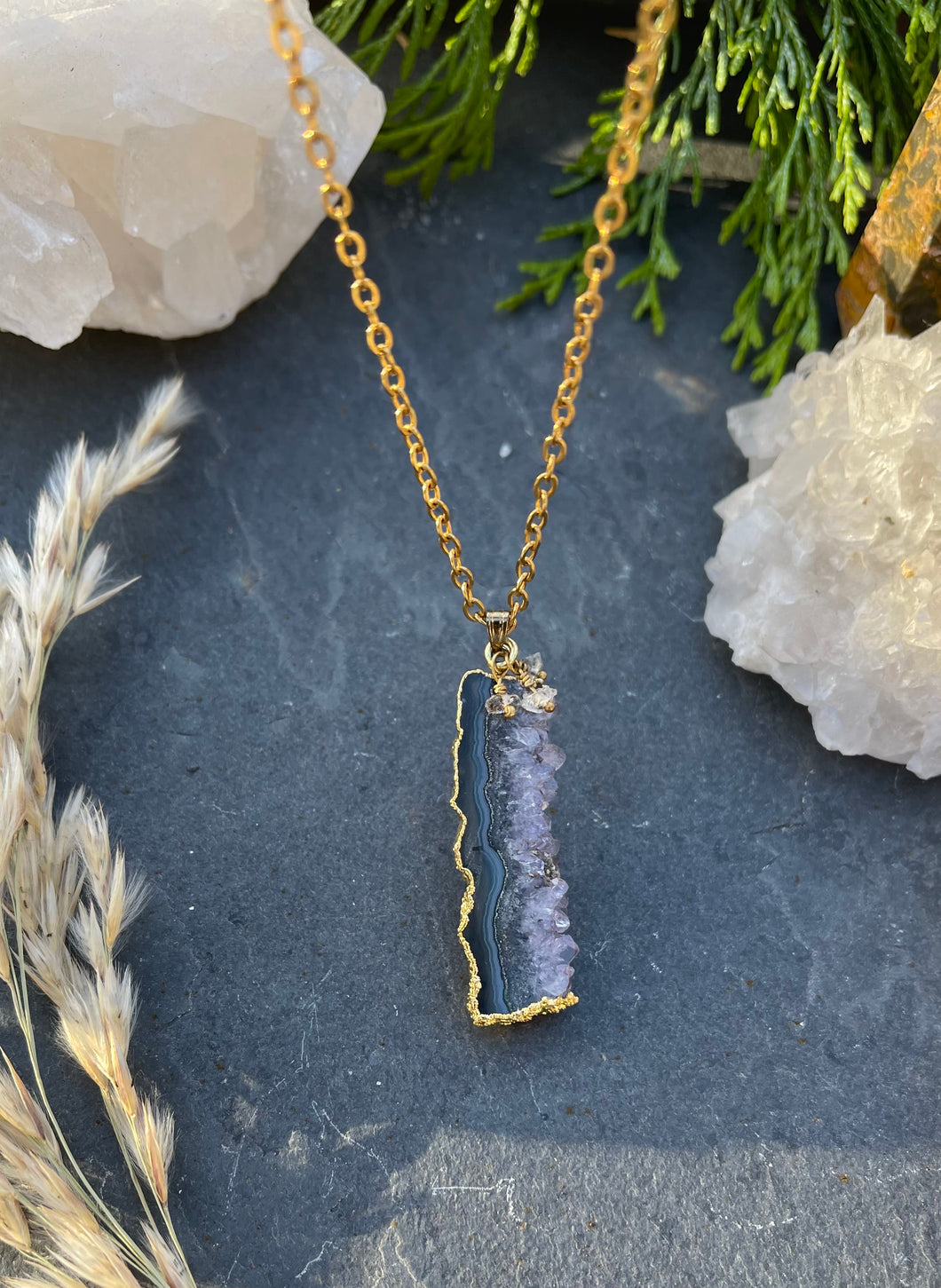 Amethyst Slice Necklace