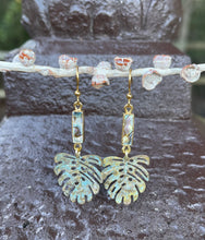 Load image into Gallery viewer, Monstera &amp; Abalone Earrings
