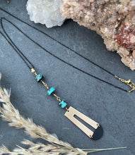 Load image into Gallery viewer, Black &amp; Gold Tones Turquoise Necklace
