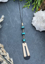 Load image into Gallery viewer, Black &amp; Gold Tones Turquoise Necklace
