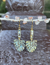 Load image into Gallery viewer, Monstera &amp; Abalone Earrings
