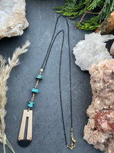 Load image into Gallery viewer, Black &amp; Gold Tones Turquoise Necklace
