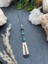 Load image into Gallery viewer, Black &amp; Gold Tones Turquoise Necklace
